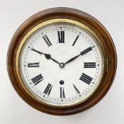 Small circular elm cased wall clock