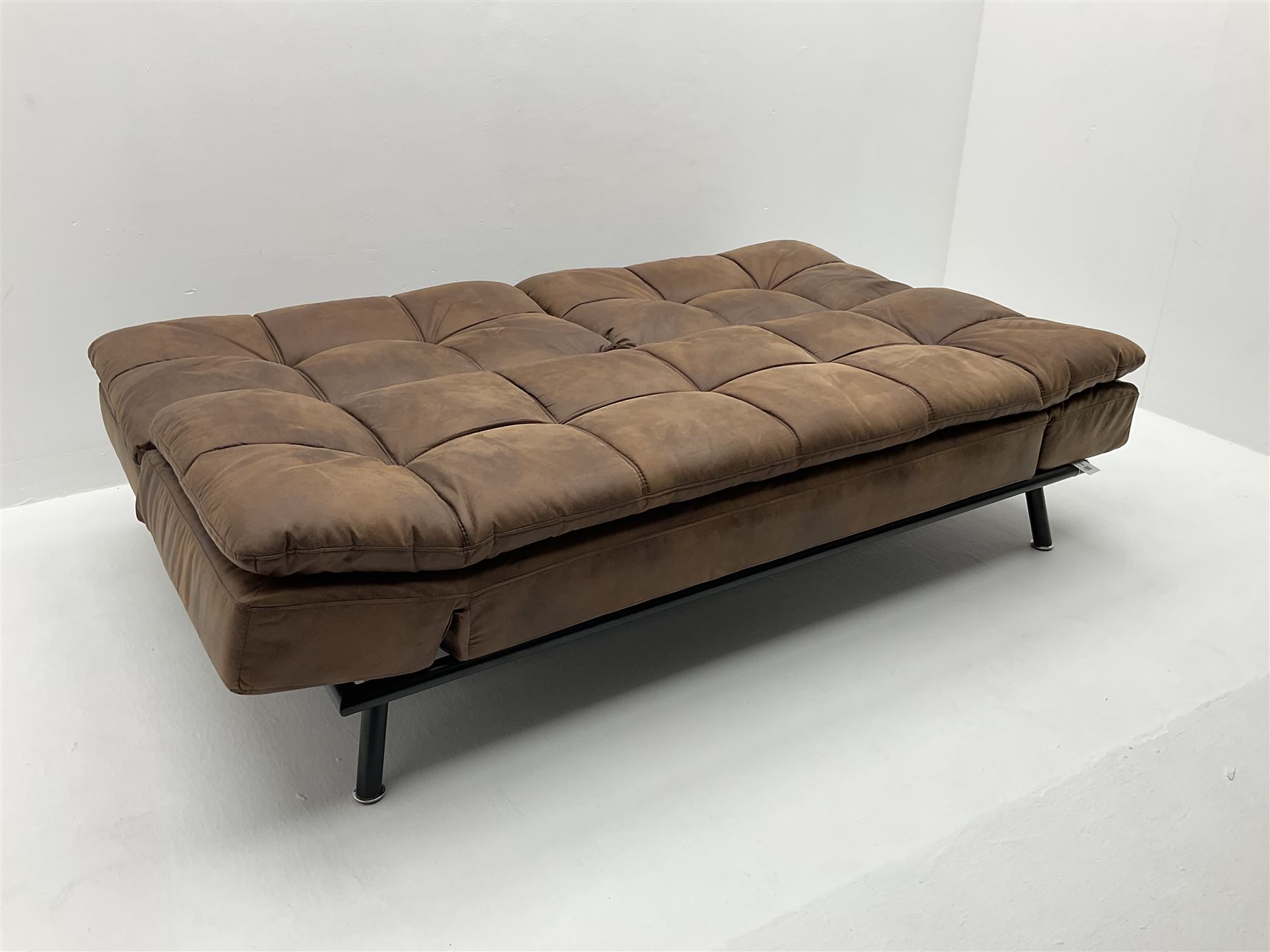 Sleepmasters Texas sofa bed - upholstered in brown faux leather - Image 3 of 3