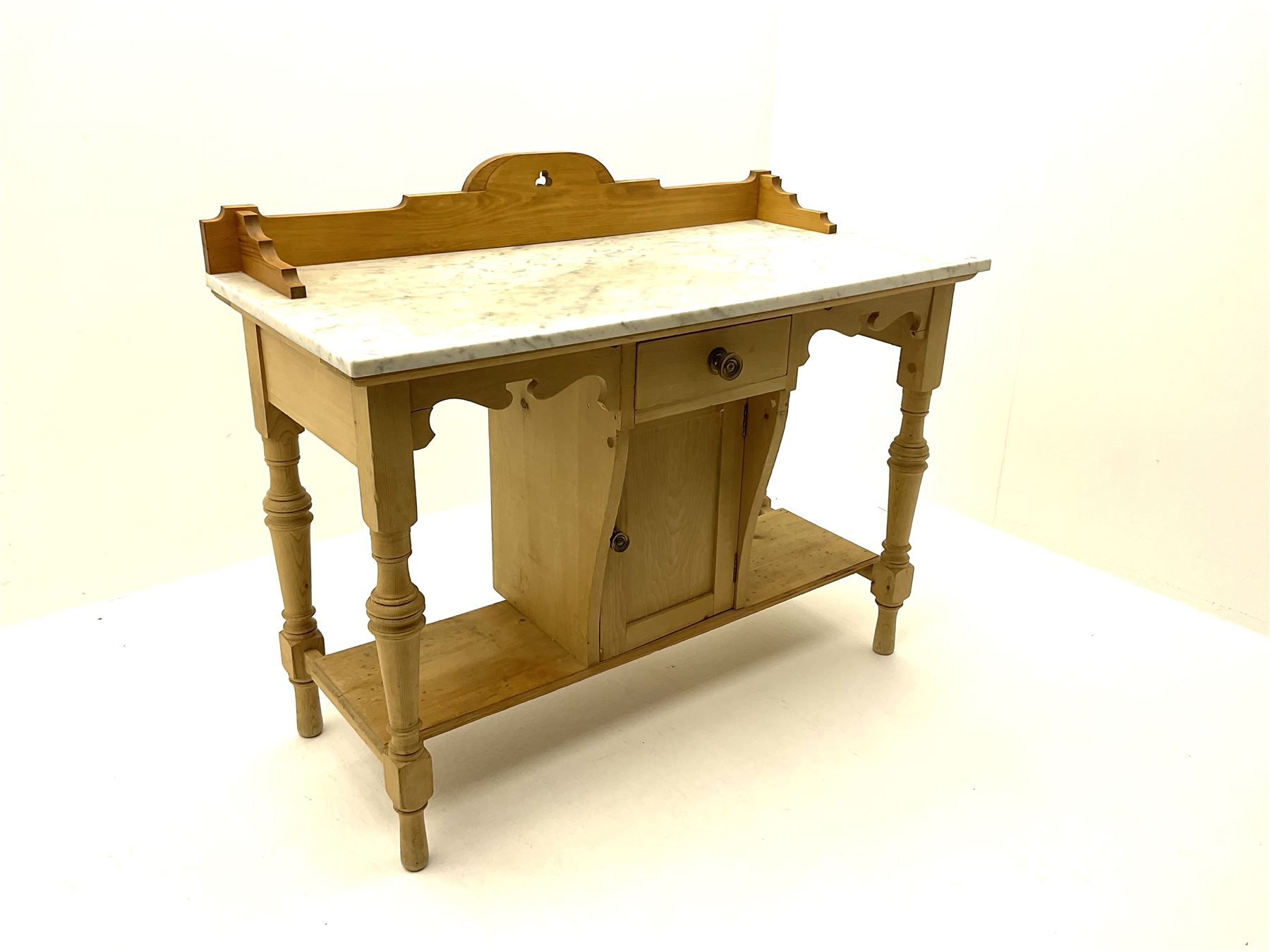 Victorian pine washtand with marble top - Image 2 of 2