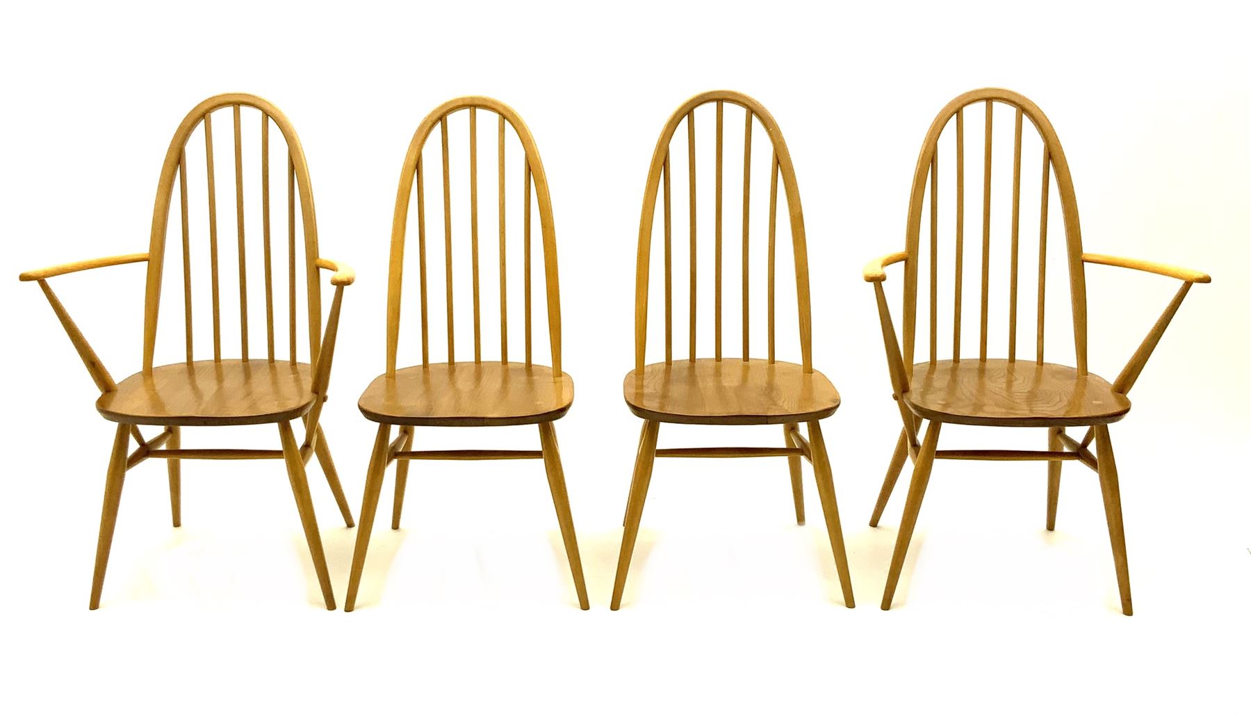 Set of four Ercol light elm and beech stick and hoop back dining chairs - Image 2 of 3