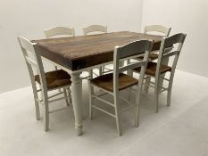 Mexican painted and polished pine rectangular dining table