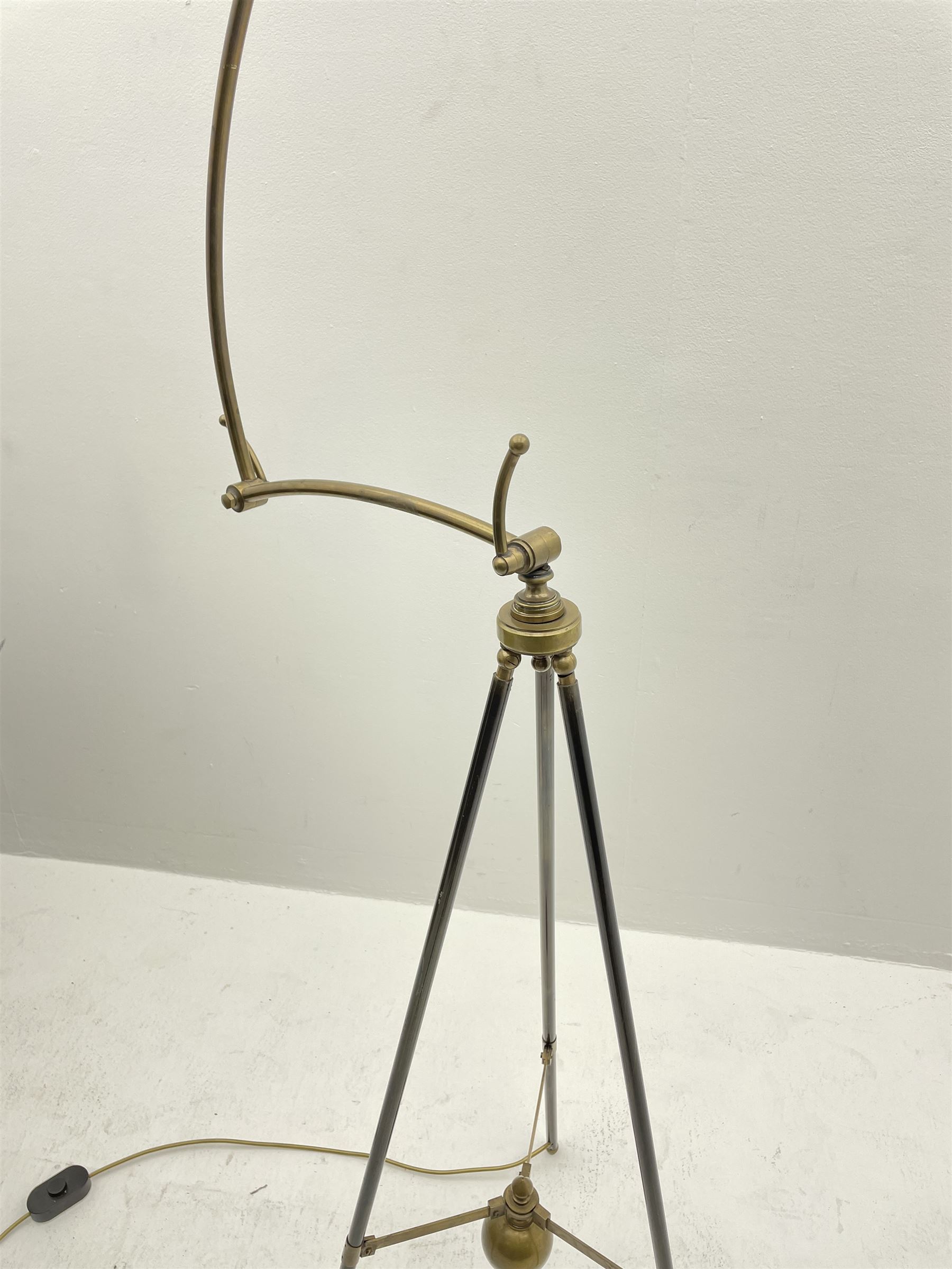 Contemporary brass and bronze finish adjustable floor standing lamp - Image 2 of 4