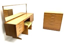 Teak vintage retro dressing table with stool and matching chest