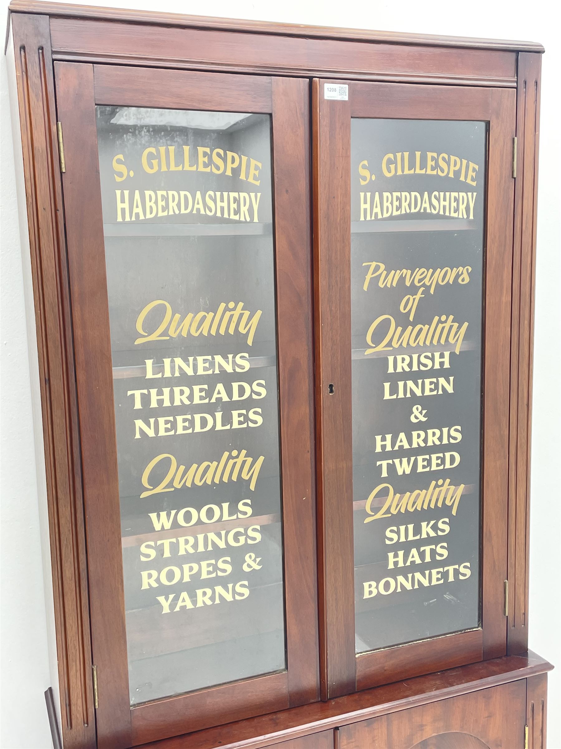 19th century mahogany bookcase on cupboard - Image 2 of 2