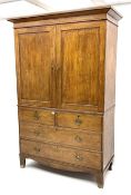 Early 19th century oak linen press cupboard