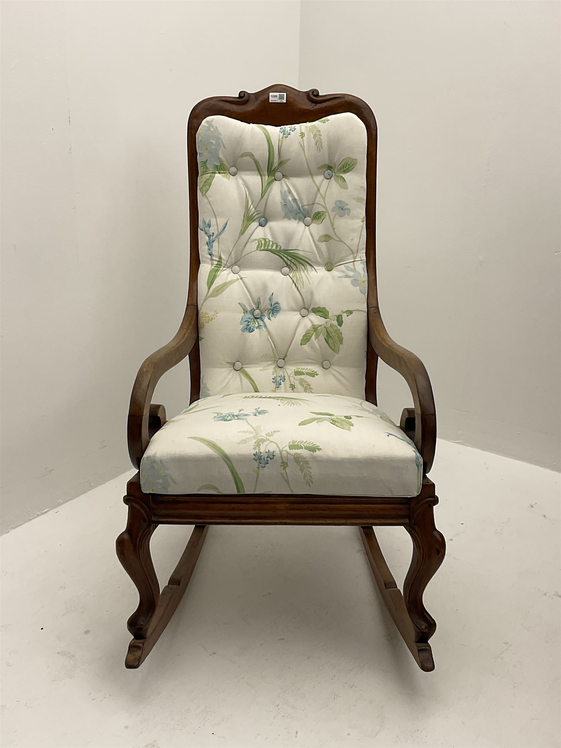 Victorian mahogany framed rocking armchair - Image 2 of 2