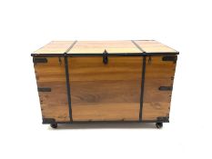 Camphor wood and metal bound blanket box