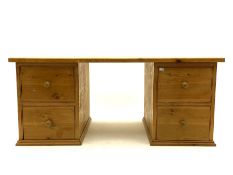 Large solid pine twin pedestal desk