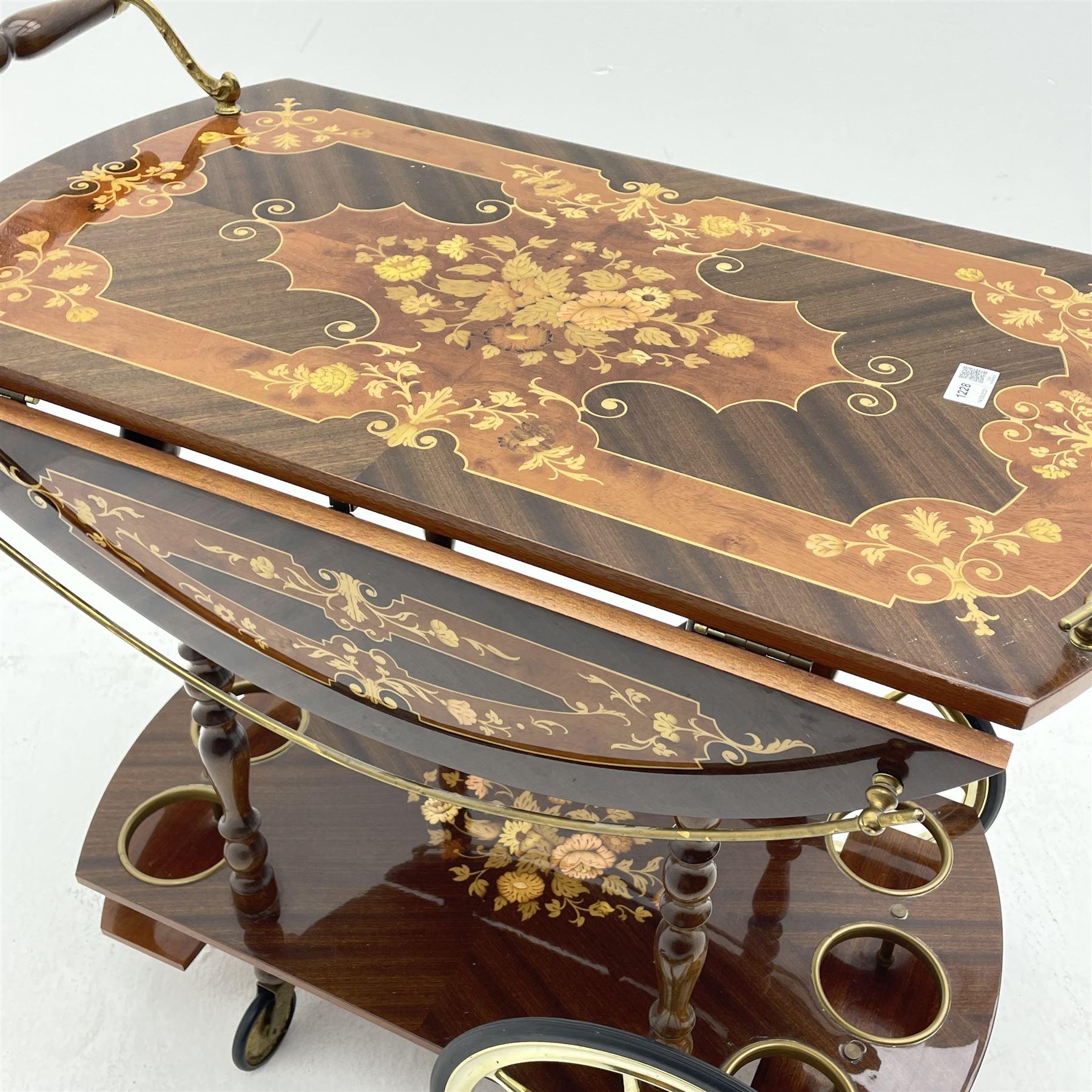 Italian marquetry drinks trolley - Image 2 of 2