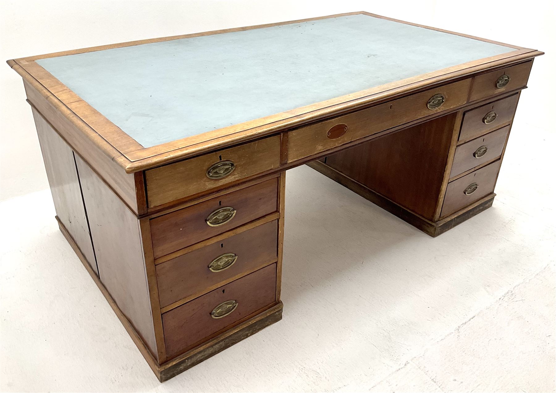 19th century mahogany twin pedestal partners desk - Image 3 of 7