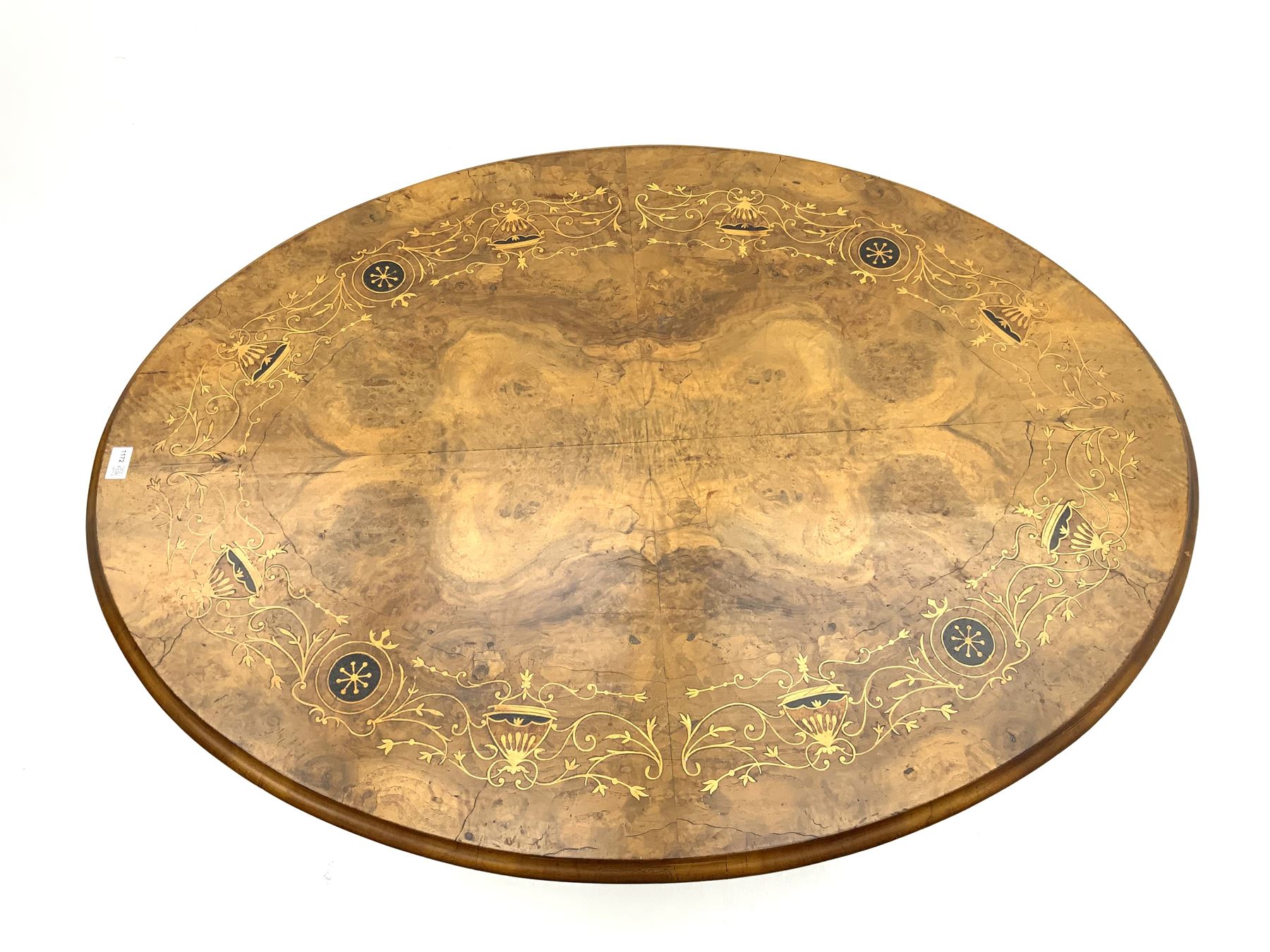 Victorian inlaid walnut oval loo table - Image 2 of 3