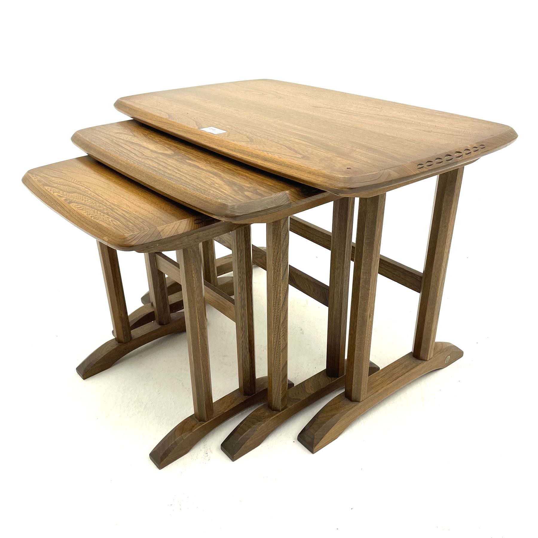 Ercol - nest of three elm rectangular occasional tables