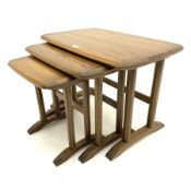 Ercol - nest of three elm rectangular occasional tables