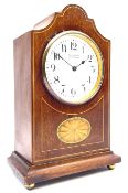 Edwardian inlaid mahogany mantel clock