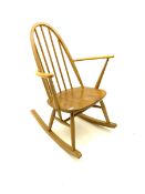 Ercol light elm and beech stick back rocking chair