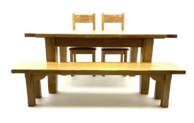 Light oak rectangular extending dining table