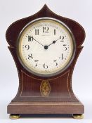 Edwardian inlaid mahogany mantel clock