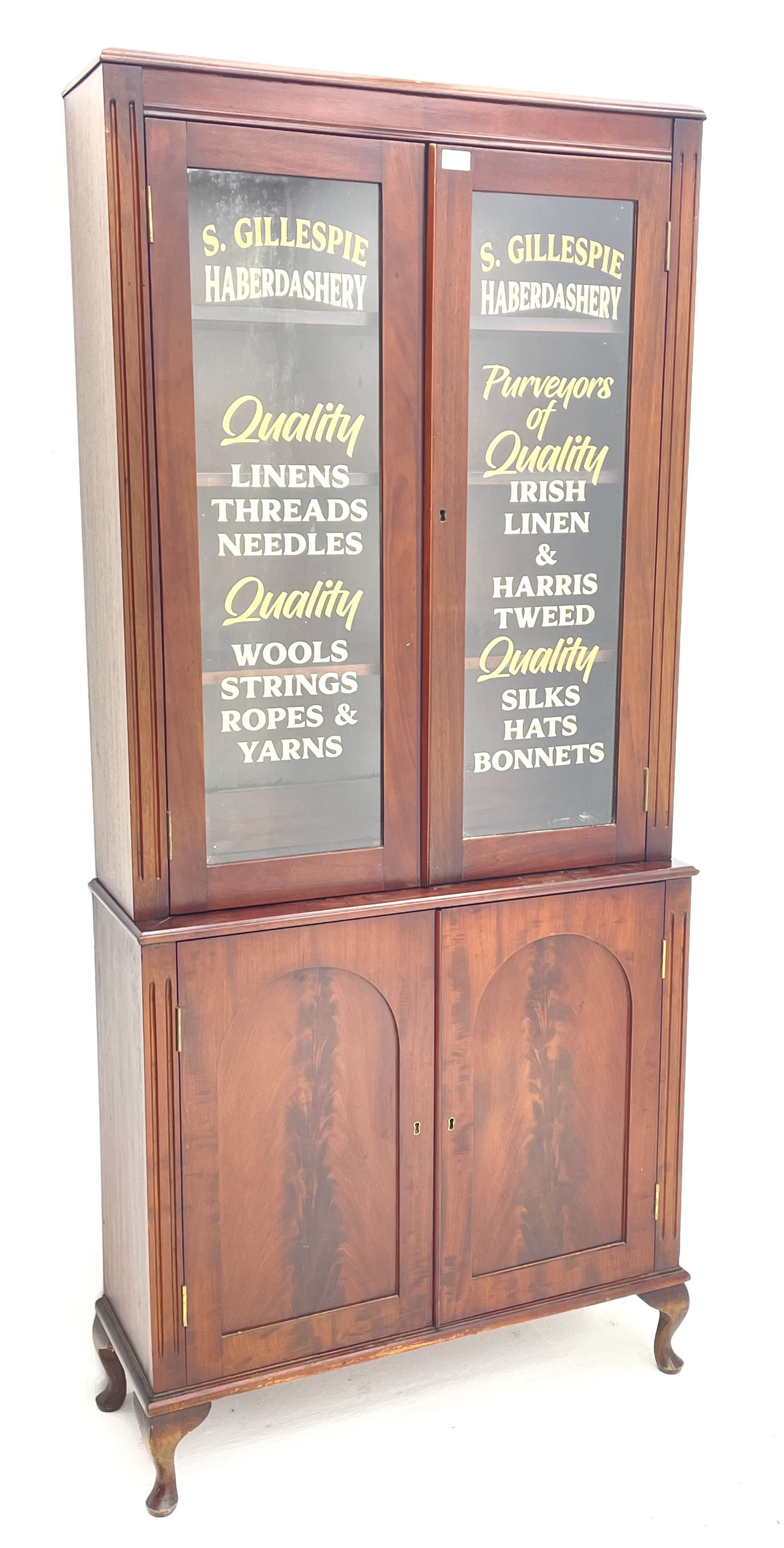 19th century mahogany bookcase on cupboard