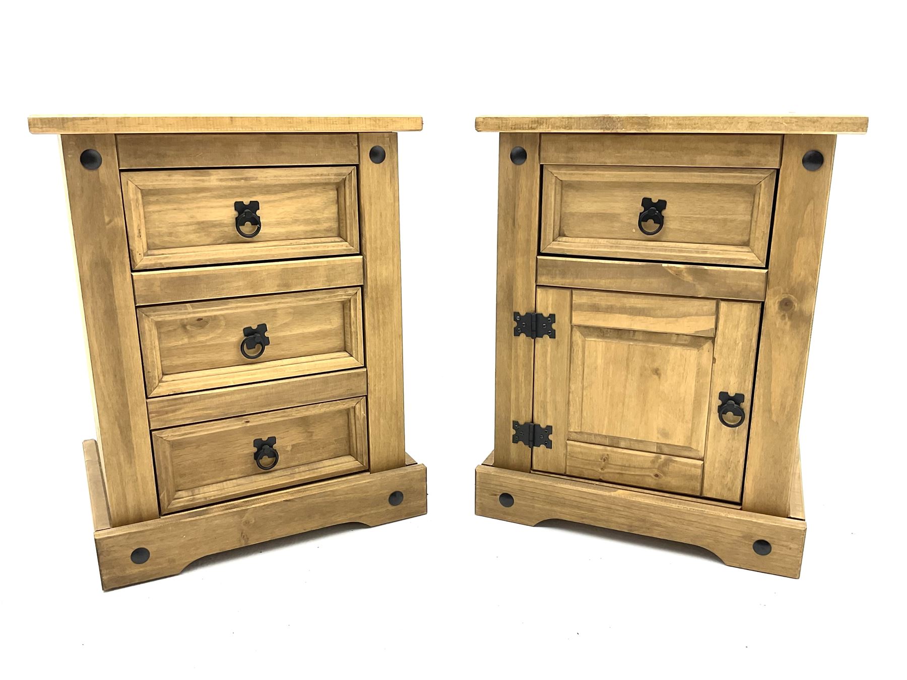 Pair rustic pine bedsides