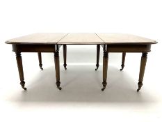19th century figured mahogany dining table - two D-ends and leaf