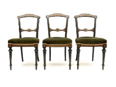 Set three late Victorian salon side chairs