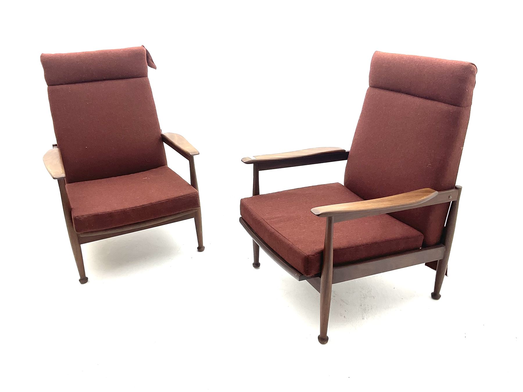 Guy Rogers - pair 1960s �Manhattan� reclining teak framed open armchairs - Image 2 of 2