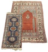 Persian red ground prayer rug