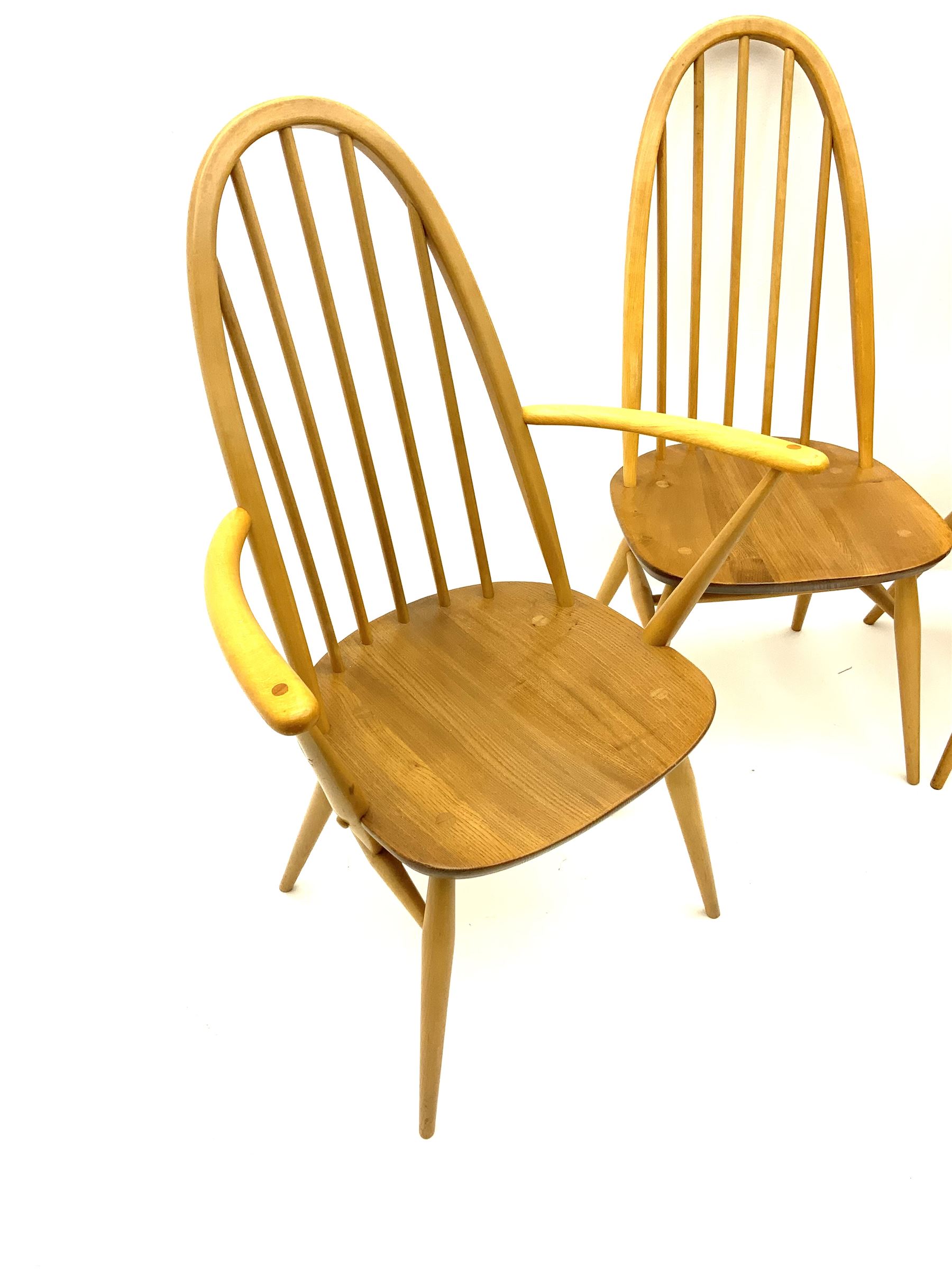 Set of four Ercol light elm and beech stick and hoop back dining chairs - Image 3 of 3