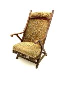 Arts and Crafts walnut framed armchair