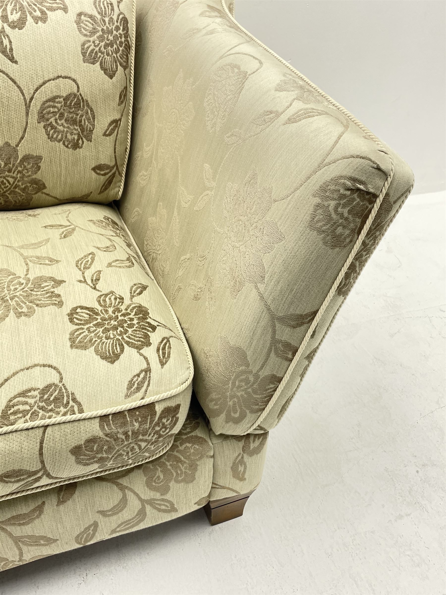 Knole �Snuggler� drop arm sofa upholstered in pale fabric with raised floral pattern - Image 2 of 3