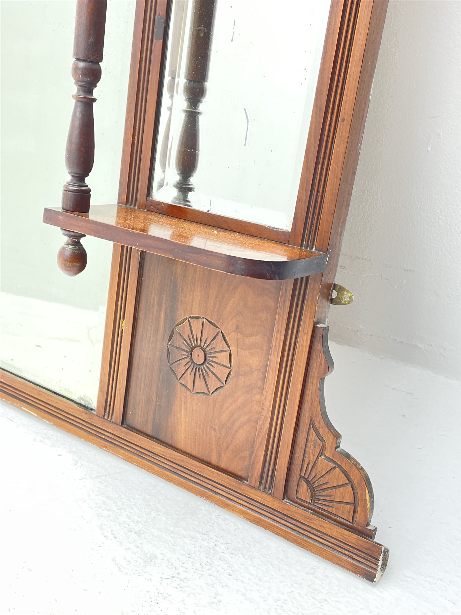 Late Victorian walnut overmantle mirror - Image 3 of 3