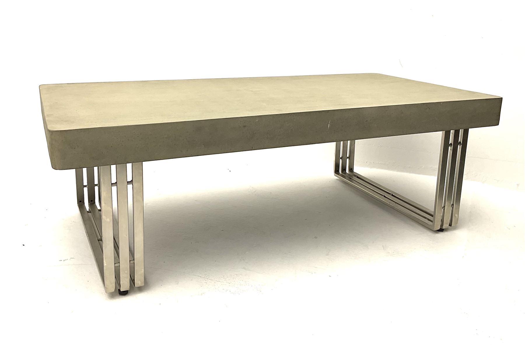 Contemporary faux concrete top rectangular coffee table