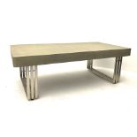 Contemporary faux concrete top rectangular coffee table