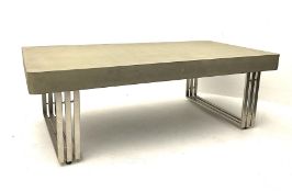 Contemporary faux concrete top rectangular coffee table