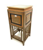 Early 20th century Oriental design walnut bedside lamp cabinet