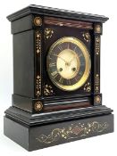 Victorian black slate cased mantel clock