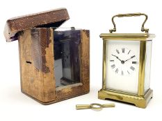 Early 20th century brass carriage clock time piece