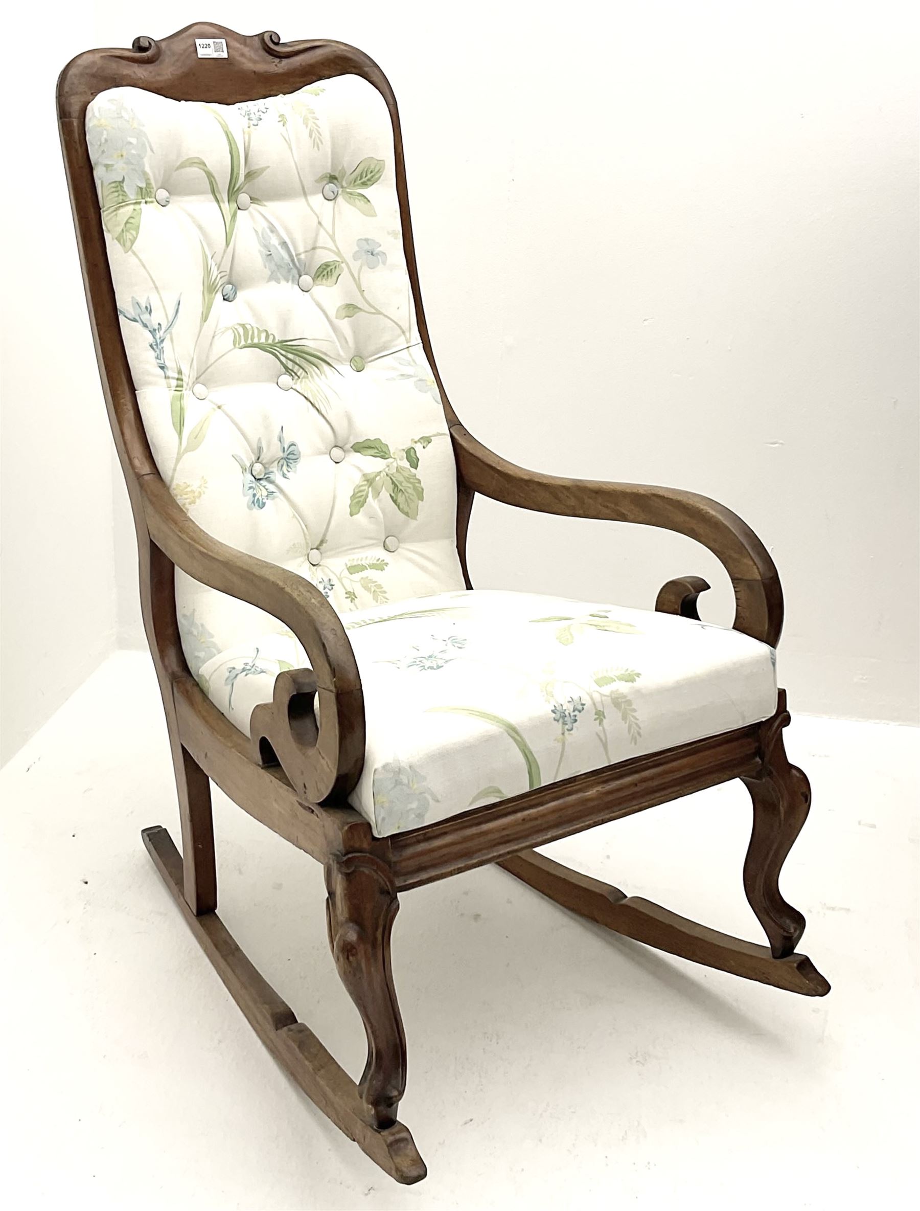 Victorian mahogany framed rocking armchair