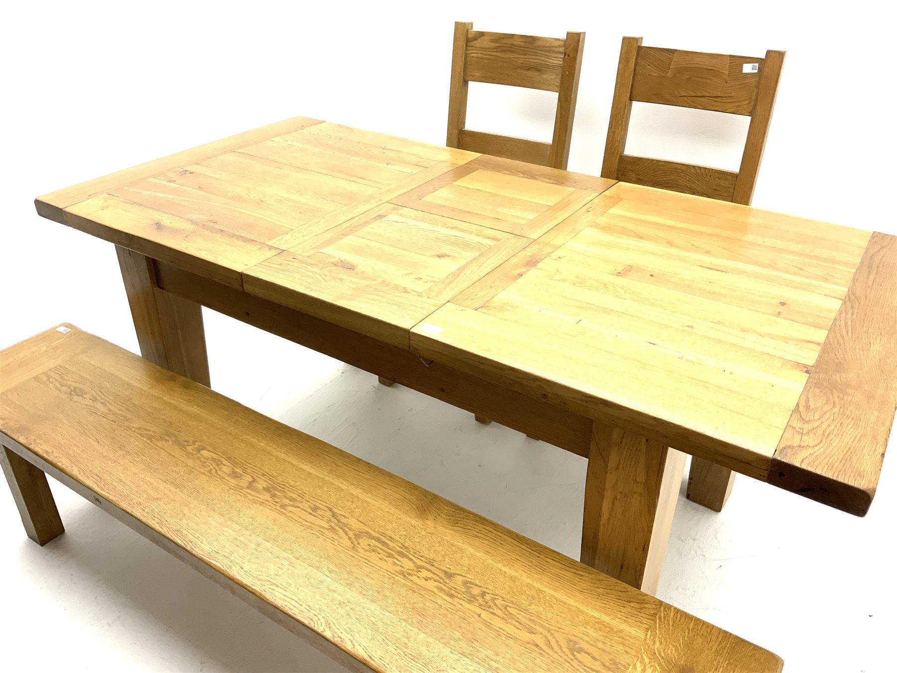 Light oak rectangular extending dining table - Image 3 of 6