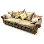 Alexander James - Grand two sectional sofa upholstered in studded leather and fabric