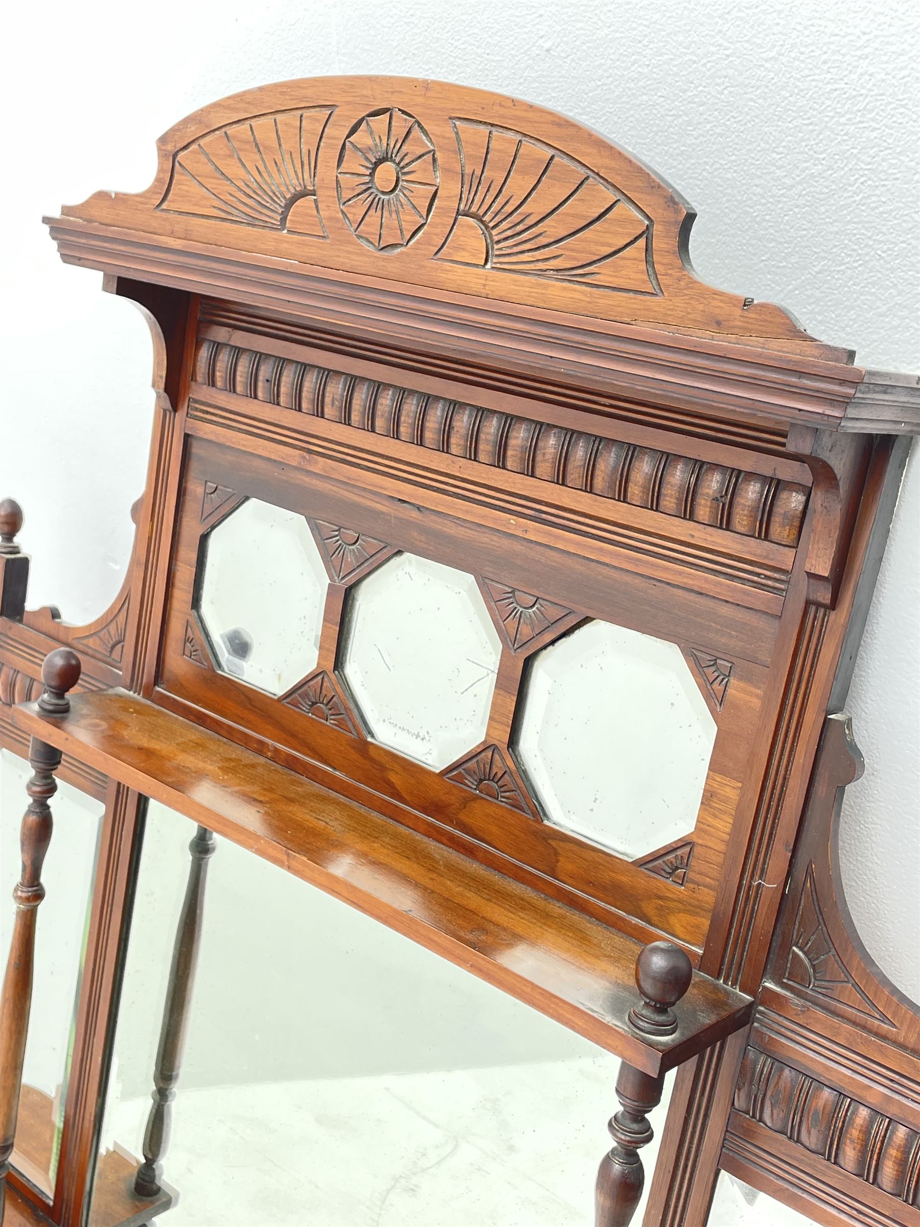 Late Victorian walnut overmantle mirror - Image 2 of 3