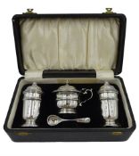 Silver three piece cruet set by Viner's Ltd