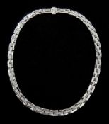 18ct white and yellow gold reversible rectangular link necklace