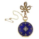 19th century French 18ct gold full hunter key wound cylinder ladies fob watch