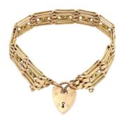 Gold five bar fancy gate bracelet