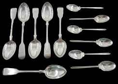 Set of six silver golf club teaspoons by Walker & Hall