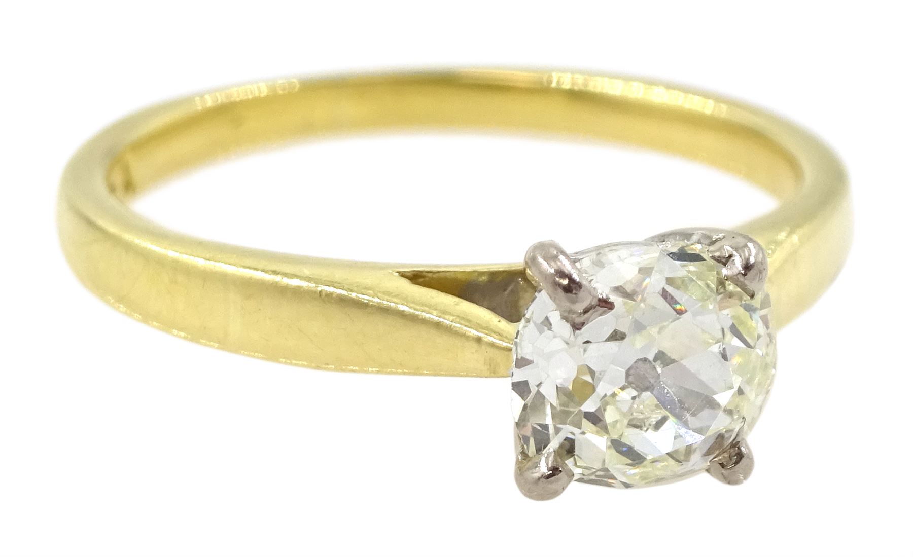 18ct gold single stone old cut diamond ring - Image 3 of 4