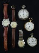 Collection of pocket and wristwatches including Rotary Incabloc manual wind stainless steel wristwat