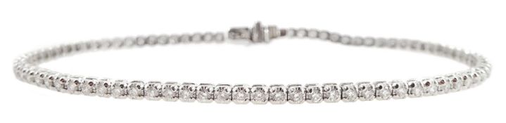 White gold round brilliant cut diamond line bracelet