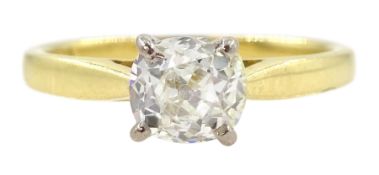 18ct gold single stone old cut diamond ring